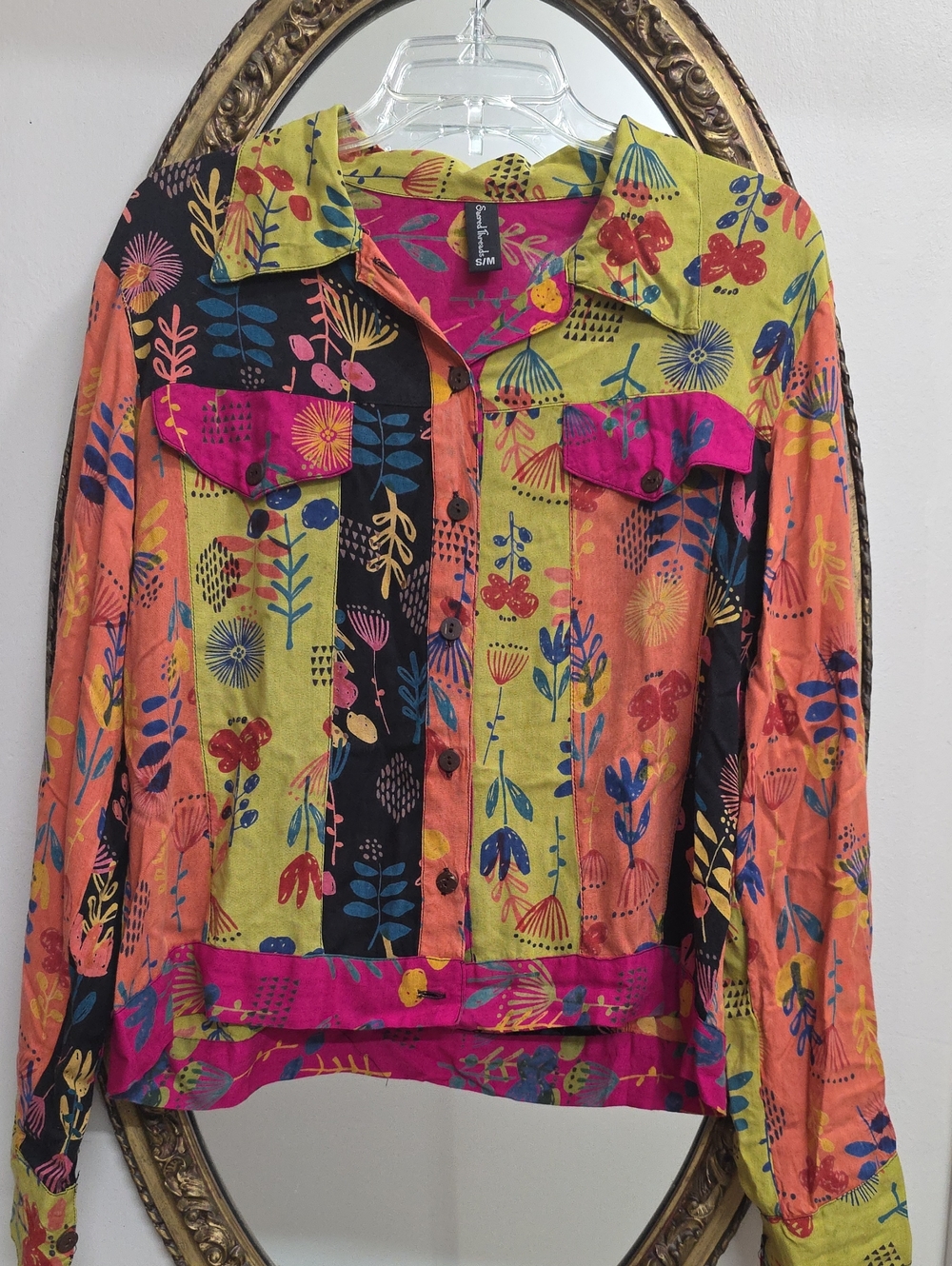 Sacred Threads Boho Floral Button-Front Women’s Shirt  Multicolor Size S/M
